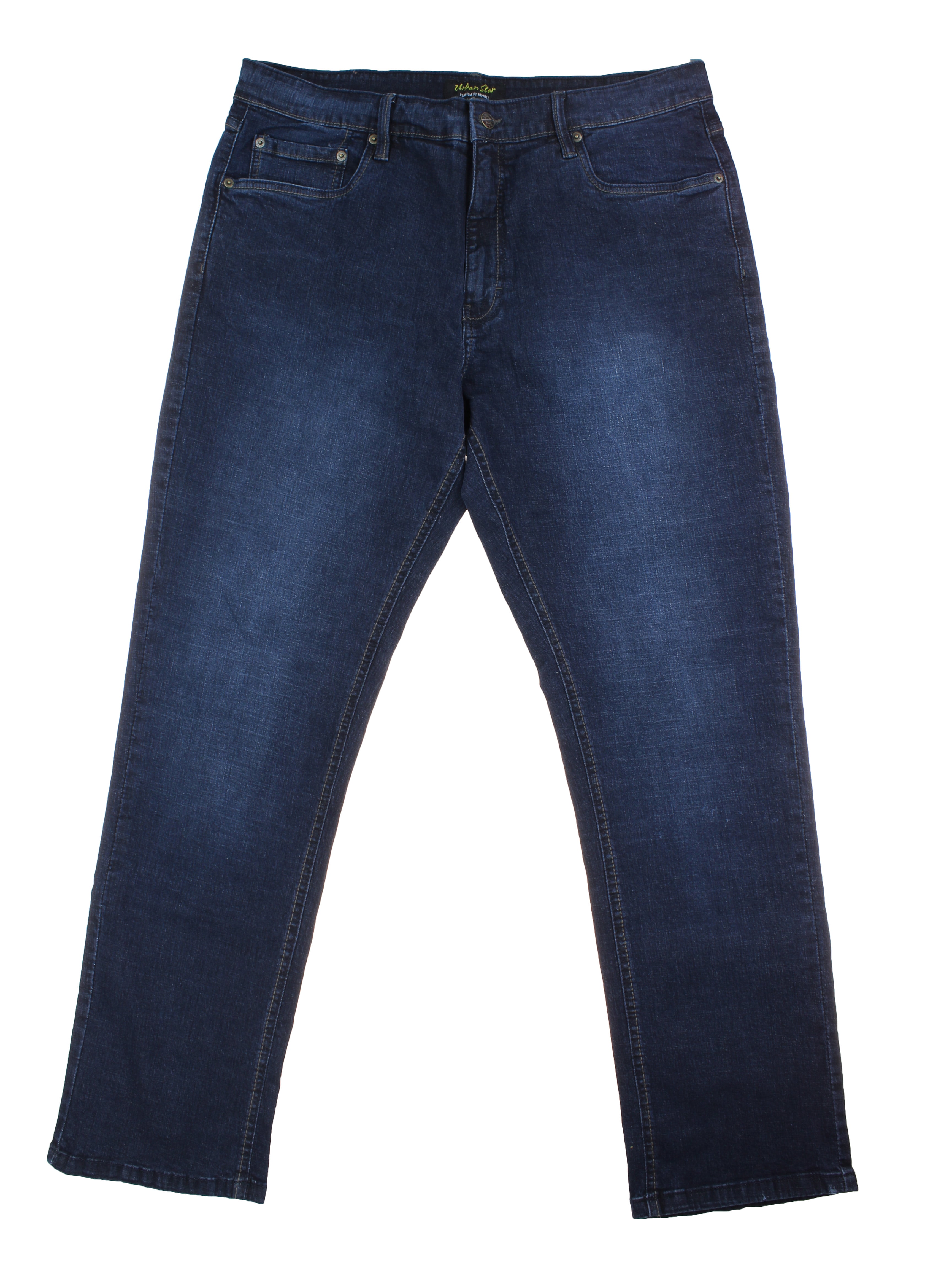 Urban Star Men's Relaxed Fit Straight Leg Stretch Denim Jeans (Dark ...