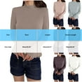 thumbnail image 3 of Womens Long Sleeve Tops Scalloped Soft Base Sweaters Mock Neck Casual Pullover Solid Color Spring Fall Clothes (One Size, Dark Gray), 3 of 5