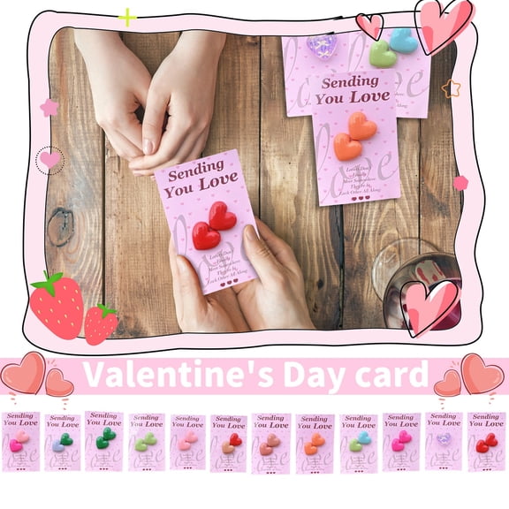 6PC Mini Pocket Card Set - Adorable DIY Valentine's Day Hug & Love Cards for Kids, Friends, & Romantic Gifting - Bulk Pack