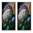 thumbnail image 2 of Designart "Purple Retro Hydrangea Blossoming I" Floral Framed Wall Art Set Of 2 - Traditional Purple Gallery Wall Frame Set For Home Decor, 2 of 6
