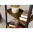 thumbnail image 3 of 5 Tier Wood Bookcase, Freestanding Storage Shelf with Metal Frame for Living Room, Office, Walnut Finish, 3 of 5