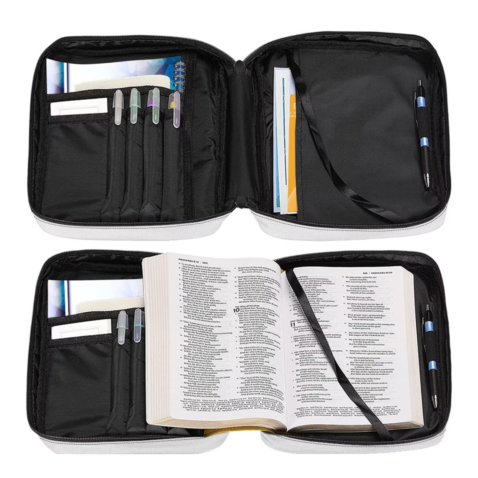 SEANATIVE Scriptures Bible Cover with Shoulder Strap Large Capacity Bible Case Bag for Women Sunflower Butterfly Casual Pray Church Bag