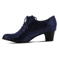 thumbnail image 2 of FSJ Women Vintage Closed Toe Dress Oxfords Comfortable Chunky Heel Wingtip Brogues Perforated Lace-Up Pumps Office Shoes Size 9.5 Blue, 2 of 4