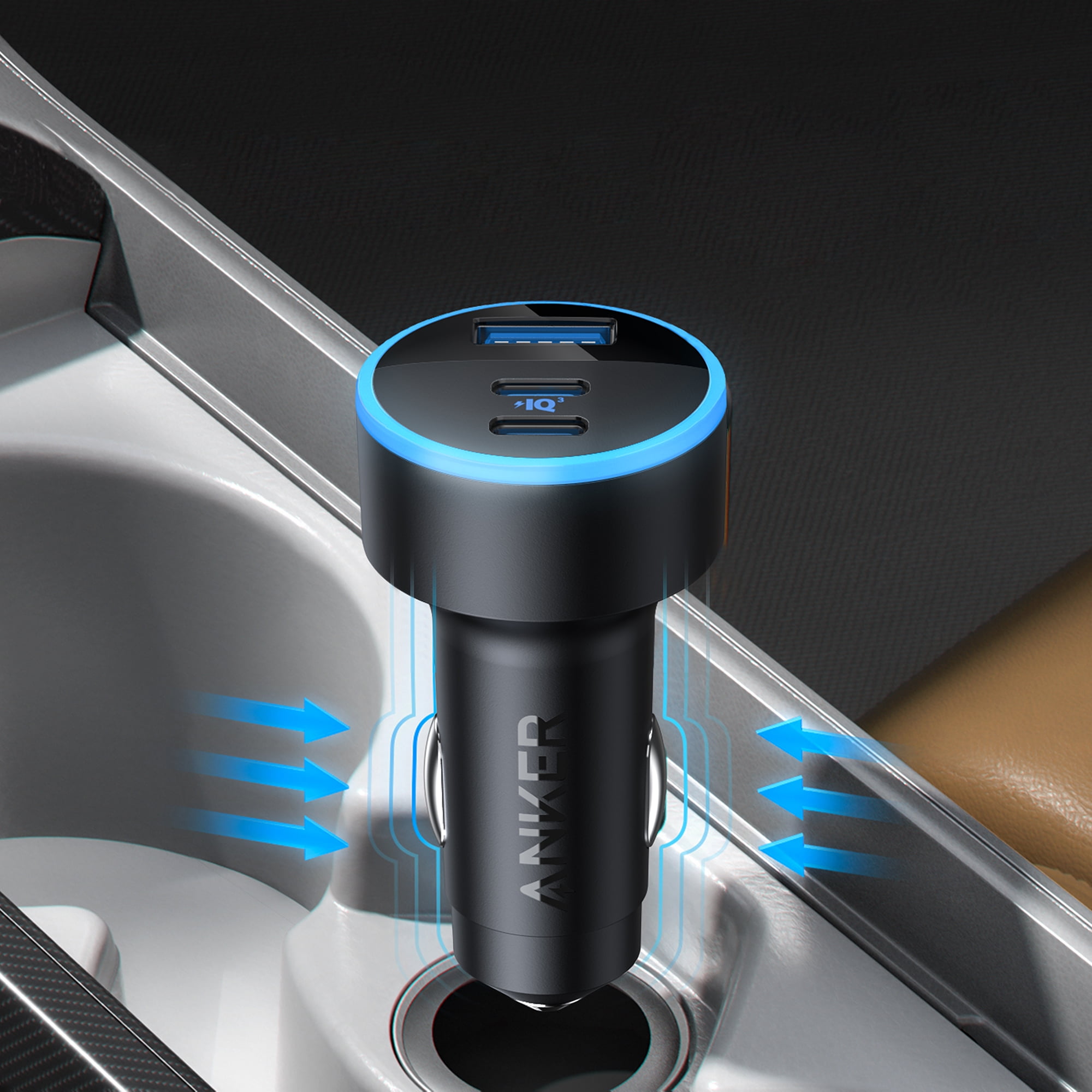 Anker USB-C Car Charger, iPhone 17 Car Charger, 67W 3-Port Compact Fast Charger, 535 Car Adapter with PIQ 3.0 for iPhone 17/16/15/14 Series, Galaxy S25/24/23, MacBook, iPad, and More