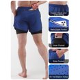 thumbnail image 5 of Two Men Sports Shorts With Liner 2-in-1 With Pockets Quick Dry Running Cycle Fitness Shorts, 5 of 7