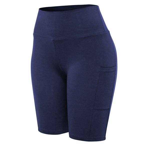 FashionMille Women's High Waist Biker Shorts with Side Pockets Yoga Hiking Exercise Activewear