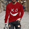 thumbnail image 4 of WREESH Halloween Long Sleeve Tops Fashionable Men's Printed Top with Long Sleeved Round Neck and Smiling Face Printed Top/Shirt Red, 4 of 5