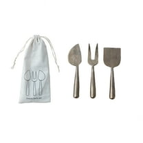 Creative Co-Op Artisan Cheese Server Set on a Drawstring Bag, Antique Gold, Set of 3