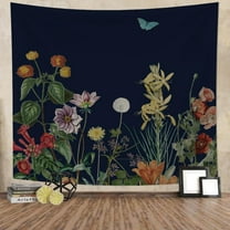 DaShan Floral Plants Tapestry Wall Hanging,Vintage Flower Butterfly Tapestries for Dorm Living Room Bedroom Decor 50"Wx40"L