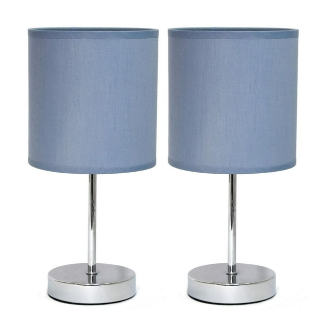 Simple Conceptions de table de base Chrome avec abat-jour en tissu - Lot de 2