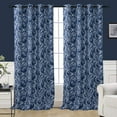 thumbnail image 3 of DriftAway Millie Watercolor Floral Botanical Pattern Lined Blackout Grommet Window Curtain 2 Panels 52"Wx84"L Navy, 3 of 5