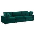 thumbnail image 1 of Modway Commix Canapé 3 Places Surrempli en Velours de Performance Garni de Duvet, Vert, 1 of 5