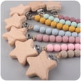 thumbnail image 4 of Cadena de silicona para chupete con cuentas, clip para chupete con forma de estrella de haya, embalaje para bebé, patrón de haya, cadena anticaída para chupete de haya, 4 of 6