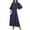 Navy Blue, variant on Luniro Boho Maxi Dresses for Women Floral Flowy Loose Fit 3/4 Sleeve Fall Summer Wedding Guest Dress