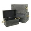 Contemporary Home Living Set of 3 Gray and Brown Handmade Storage Crates with Rope Handles 19"