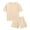 Beige, variant on KkSLirnhs Toddler Girl Clothes Clearance under $10 Toddler Boys Girls Kids Cute Solid Color Soft Short Sleeve Tops Shorts Home Wear Suit Beige 3 Years