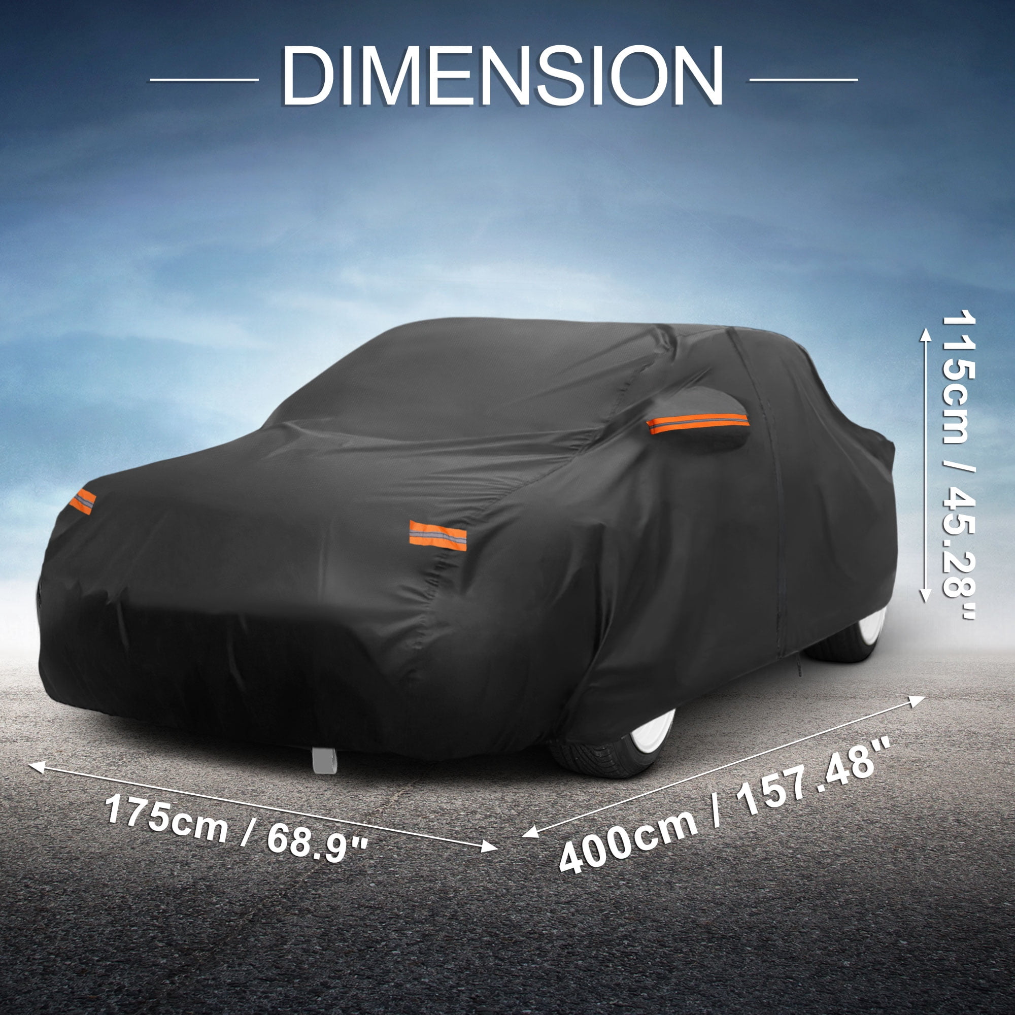 Unique Bargains Full Car Cover Black for Mazda MX-5 Miata 157.48"x68.9"x45.28"