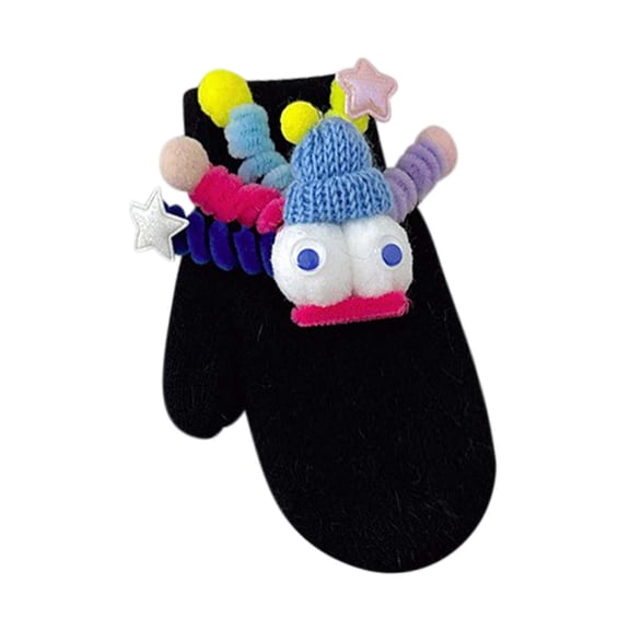 Uaswgudfs Christmas Cartoon Adult Gloves, Warm Winter Cold Weather Gloves for Women Men, Festive Monster Star Decor Gloves for Holiday Gift & Daily Wear Black