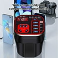 thumbnail image 5 of Intelligent Digital Display Car Mounted Cup Type Inverter, 12V/24V to 220V Power Supply Converter, Multifunctional Socket with 150W Peak Power, QC 3.0 Fast Charging, LED Display, Universal Fit, 5 of 8