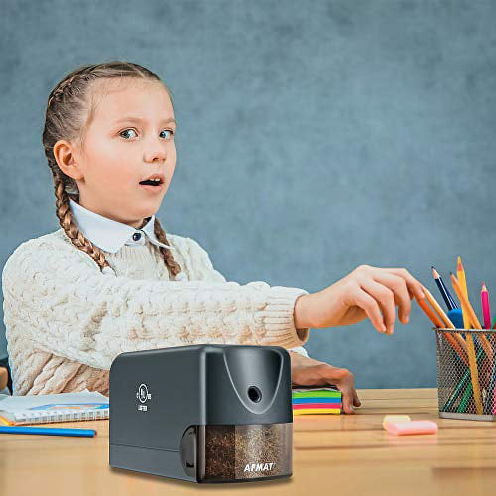 AFMAT Electric Pencil Sharpener Heavy Duty, Classroom Pencil Sharpener for  6.5-8mm No.2/Colored Pencils, UL Listed Professional Pencil Sharpener  w/Stronger Helical Blade, Gray 