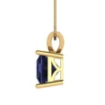 thumbnail image 3 of Clara Pucci 14K Yellow Solid Hypoallergenic Gold 2Ct Blue Sapphire Princess Cut Solitaire Designer Necklace Pendant For September, 3 of 6