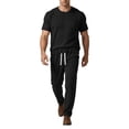 thumbnail image 2 of Two Piece Sets for Men Ice Silk Pants for Summer Thin And Trendy Loose And Hanging Men's Breathable Casual Pants Sports Suit for Men Black L, 2 of 5