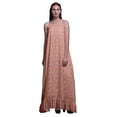 thumbnail image 1 of Bimba Nuisette Imprimée Chrysanthème Floral Pêche & Anémone pour Femmes Longue Robe Maxi à Bretelles Spaghetti TG, 1 of 5