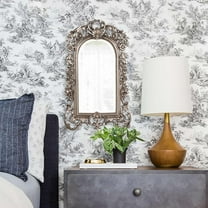 Tyler Dillon Arched Wall & Accent Mirror with Intricate Ornate Frame - Silver - 22" H x 14" W