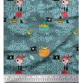 thumbnail image 1 of Soimoi Polyester Crepe Fabric Flag,Treasure Box & Pirate Boy Nautical Print Fabric by Yard 52 Inch Wide, 1 of 1