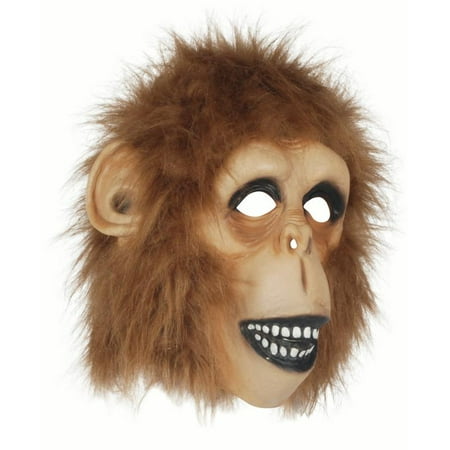 Star Power Men Monkey Animal Latex Full Head Mask, Brown, One Size