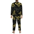 thumbnail image 5 of Bingfone Men'S Pajama Set 2 Piece Loungewear Pjs, Long Sleeve With Pajama Pants-Golden Glitter Butterflies, 5 of 9