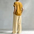 thumbnail image 5 of Textilo Outfits 2 Piece for Women Cotton Linen Striped T-Shirts Pants Outfits Short Sleeve Wide Leg Set Travel Summer Vacation Loose-Fit Walking Wear,Yellow S, 5 of 5