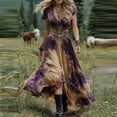 thumbnail image 2 of CHUMUD Summer Maxi Dress for Women Boho Vintage Short Sleeve Deep V Neck Long Dresses Floral Flowy Casual Dress Vacation (Avail for Plus Size), 2 of 5