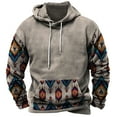thumbnail image 2 of POROPL Hoodies for Men Sweatshirts for Men Drawstring Print Loose Long Sleeve Pullover Top with Pockets Gray US:8, 2 of 3