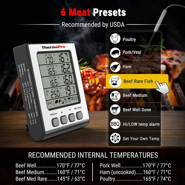 ThermoPro TP17 Dual Probes Digital Outdoor Meat Thermometer Cooking BBQ  Oven Thermometer with Big LCD Screen For Kitchen - AliExpress