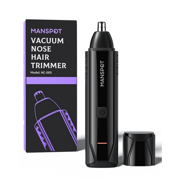 MANSPOT Nose & Ear Hair Trimmer for Men, 10,000 RPM Electric Trimmer with Vacuum Suction, IPX7 Waterproof, USB-C Fast Charging, Magnetic Blade, Painless & Easy Cleaning