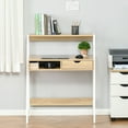 thumbnail image 5 of HOMCOM Home Office desk, Computer Desk for Small Spaces, Writing Table with Drawer and Storage Shelves, Natural, 5 of 9