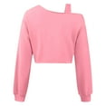 thumbnail image 6 of Women's Off Shoulder Crop Sweatshirt Plus Size Fashion One Shoulder Long Sleeve Pullover Top with Strap Design Pink L, 6 of 7