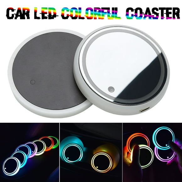 Posavasos Led para Coche, Diseño de Sensor Inteligente, 7 Modos de Color, Recargable Por Usb, Luz de Acento Luminosa, Activación Automática de La Iluminación, Decoración Universal para El In