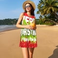 thumbnail image 3 of Easygdp Merry Christmas para Vestido Transpirable de Mujer, Vestido Suelto de Manga Corta con Pliegues y Bolsillos para el Verano, 3 of 7