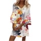 thumbnail image 2 of Puntoco Vestido De Manga Corta Con Cuello En V, Vestido De Manga 3/4 Con Cuello En V Y Empalme De Encaje Estampado Informal De Verano Para Mujer Falda Corta Blanco L, 2 of 6