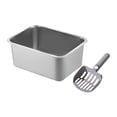 thumbnail image 1 of Bandeja de arena para gatos, lavabo para gatos, orinal de acero inoxidable, inodoro, fácil limpieza, bandeja de arena para gatos, orinal para mascotas 45x35x15cm, 1 of 10