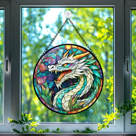 89Bloom Apalala Dragon Window Hanging Stained Glass, Apalala Dragon Suncatchers for Windows Stained Glass, Stained Glass Apalala Dragon suncatcher