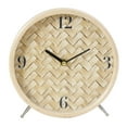 thumbnail image 6 of DecMode 7" Light Brown Wood Woven Chevron Patterned Clock with Silver Legs, 6 of 11