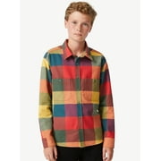 Free Assembly Boys Long Sleeve Flannel Shirt, Sizes 4-18