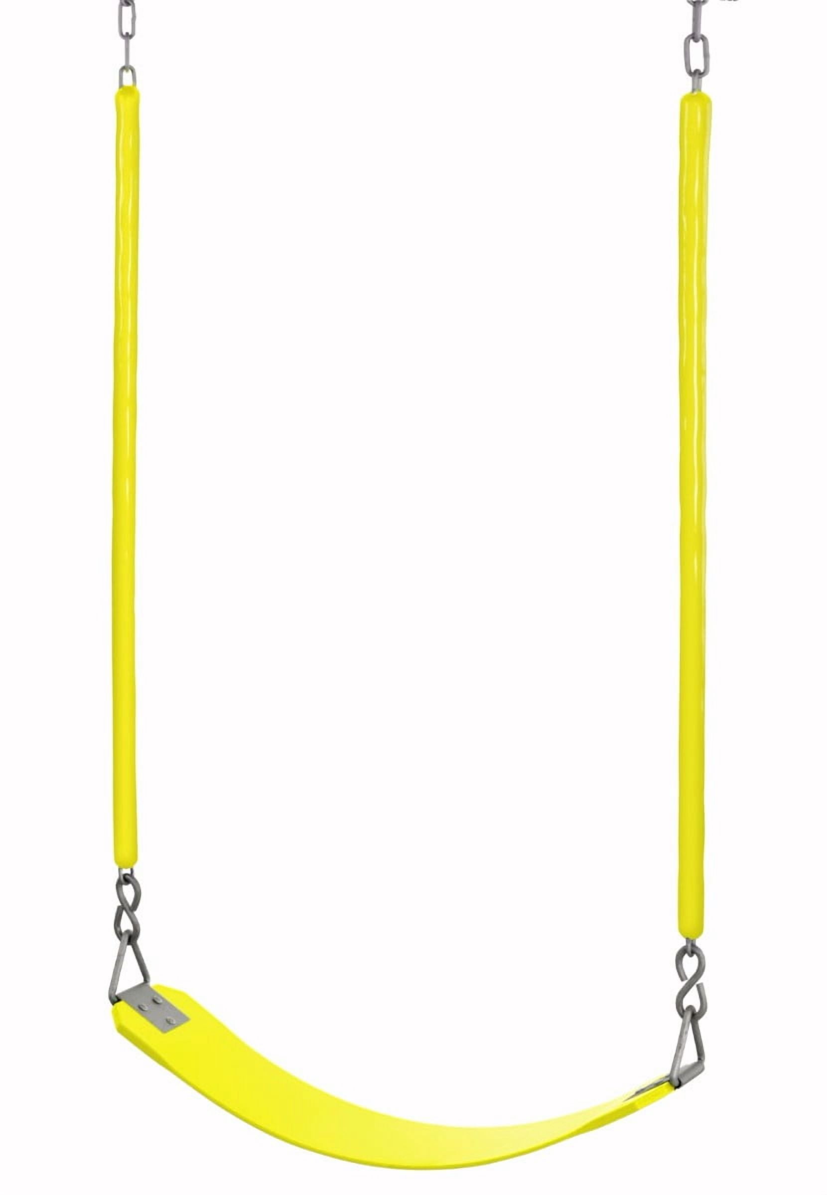 Machrus Swingan Belt Swing For All Ages with Soft Grip Chain - Fully Assembled - Yellow
