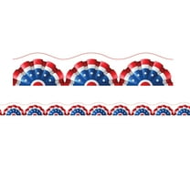 Charles Leonard Magnetic Scallop Borders/Trims, 1.5" x 24", Patriotic Theme, Pack of 12