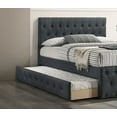 thumbnail image 3 of Contemporary Modern Charcoal Burlap Button Tufted Full Size Bed w Trundle Bedroom Upholstered 1pc Bed Wooden Slats, 3 of 7