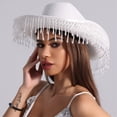 thumbnail image 5 of COMEET party hat, Rhinestones Fringed Hat for Women Large Brims RolePlay Hat Wedding Party Props Bachelorettes Dress Up Hat, 5 of 21