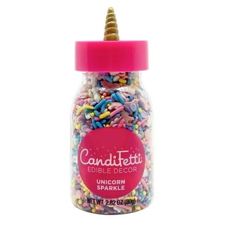 Sprinkle Deco® Clear Glitter Flakes with Gold Stars Metallic Edible Shimmer Sparkle  Glitter for Cakes and Cupcakes .15 oz Jar Works Wit Any Color Frosting 